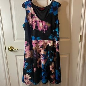 Black, blue and pink floral dress